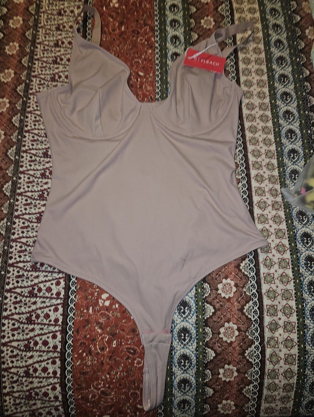 Styleach Dusty Mauve Underwire Bodysuit Thong